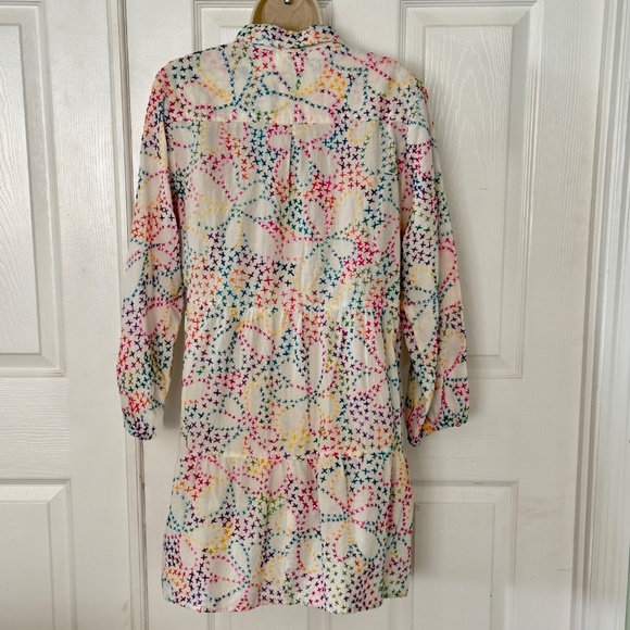 be Boho Embroidered Cotton Dress White Multicolored Stitching Bohemian M - Picture 3 of 5